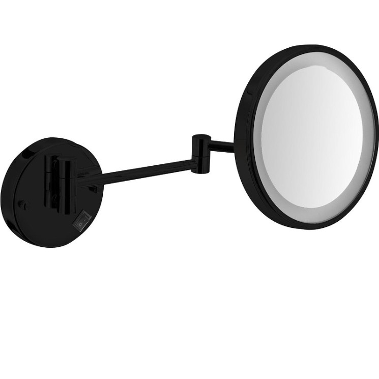 Зеркало с регулировкой и led-подсветкой, увеличение х3, Ø215 мм Nofer VANITY черное / 08006.N