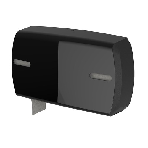 Диспенсер туалетной бумаги WisePro K670-B двойной для средних и больших рулонов пластик черный / 71512