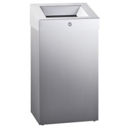  Металлическая урна WISEPRO настенная с замком 47 л нерж сталь Хром / 77-66CH