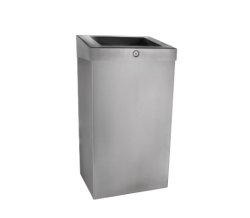  Металлическая урна WISEPRO настенная с замком 47 л Матовая сталь / 77-66M