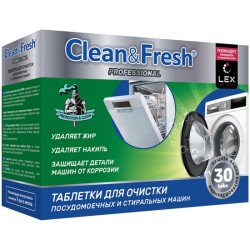 Таблетки для очистки посудомоечной и стиральной машин "Clean&Fresh" / "Lotta", 30 таб, 20 г / Cd1m30
