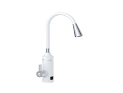 Смеситель электрический Potato гибкий излив пластик белый хром / P0063
