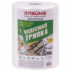 Салфетки универсальные LAIMA 20х22 см, вискоза, в рулоне 200 шт (рул.) / 605490