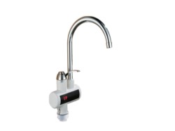 Смеситель электрический Potato с LED экраном металл пластик белый хром / P0060