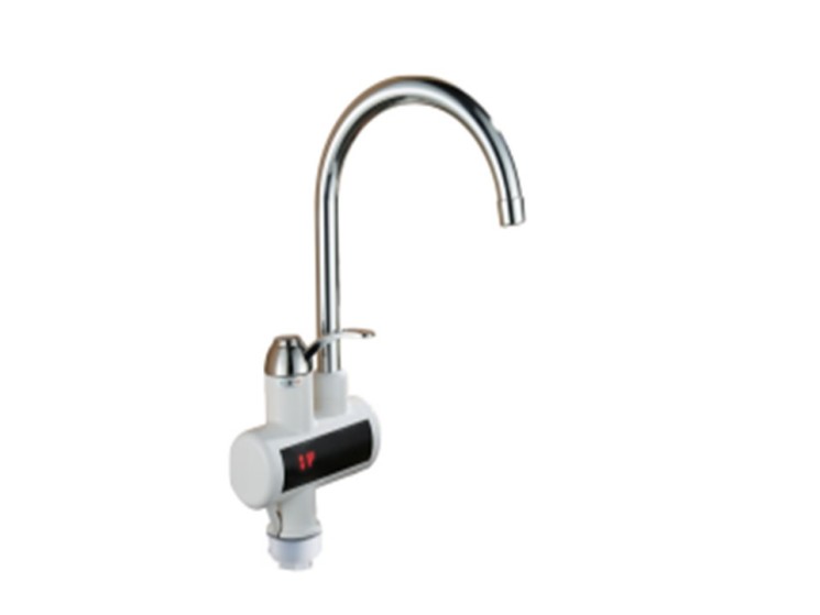 Смеситель электрический Potato с LED экраном металл пластик белый хром / P0060