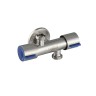Кран угловой MAGNUS 1/2"х1/2"х1/2" с двойным подключением воды, двухвентильный нерж.сталь Сатин / 9279