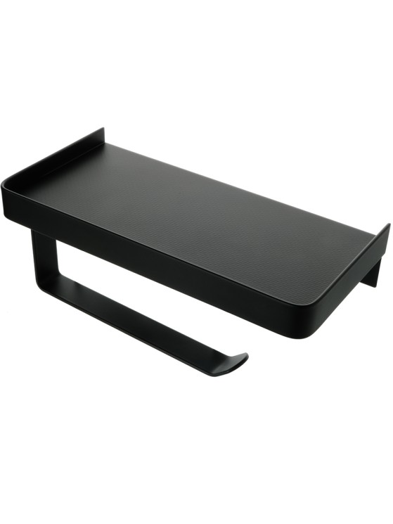 Бумагодержатель с полкой для телефона Fixsen Hotel Черный / FX-31011B