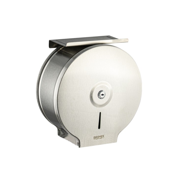Диспенсер туалетной бумаги в рулонах с полочкой BRIMIX Матовая сталь / 903-S