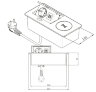 Встраиваемая розетка (лючок) для офиса SETE SBT-1UCW-80 / 1 гнездо / с беспроводной зарядкой / с кабелем / серый