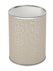Урна для мусора 3 л Geralis металл кожа бежевая кант хром / M-FLH-B-FLOWER