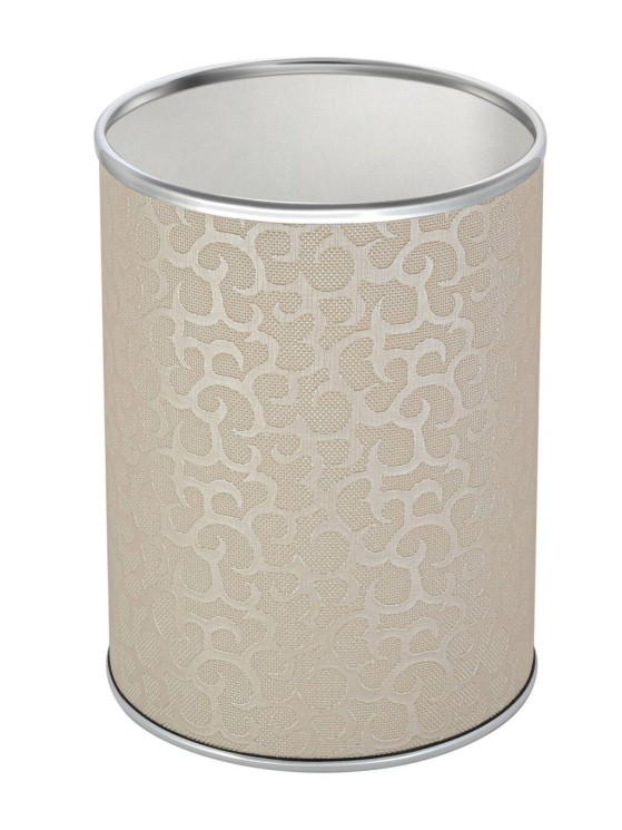 Урна для мусора 3 л Geralis металл кожа бежевая кант хром / M-FLH-B-FLOWER