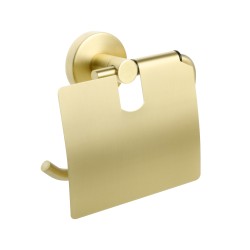 Бумагодержатель с крышкой Fixsen Comfort Gold золото-сатин / FX-87010