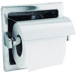 Держатель для туалетной бумаги NOFER встраиваемый, с крышкой, матовая сталь / 05203.S