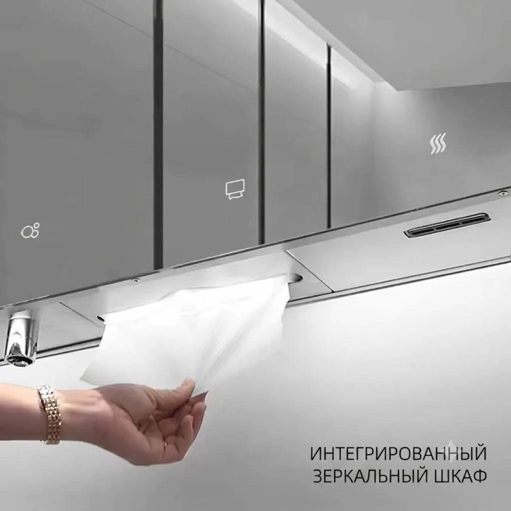 Зеркальный блок 3в1 WisePro с встроенными дозатором 1,5л+дисп полотенец+сушилка для рук / 78-12