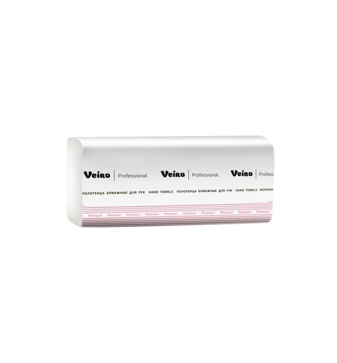 Полотенца листовые V-слож. Veiro PROFESSIONAL 2-слоя ЦЕЛЛЮЛОЗА 230*210мм 190л. (20пач/кор) / V32-200