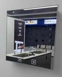 Зеркальный блок выдвижной 2в1 WisePro с встроенными дозатором 1л+дисп полотенец / 78-15