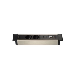 Блок розеток Mebax встраиваемый 2 EURO 1 USB Type-A 1 USB Type-C черный серебро / 41T