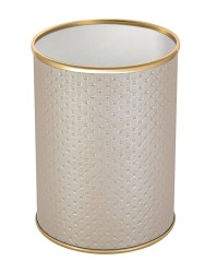 Урна для мусора 3 л Geralis металл кожа бежевая кант золото / M-PLG-B-PUNTO