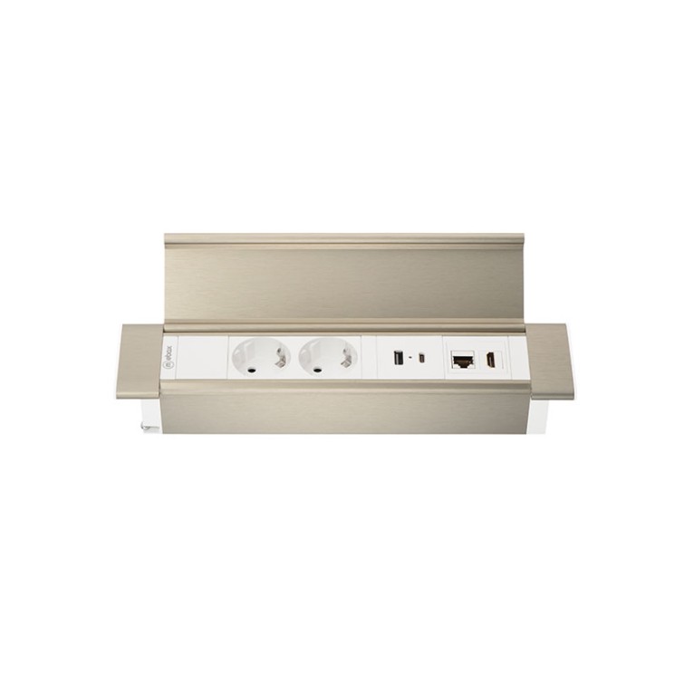 Блок розеток Mebax встраиваемый 2 EURO 1 USB Type-A 1 USB Type-C белый серебро / 41P