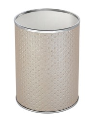 Урна для мусора 3 л Geralis металл кожа бежевая кант хром / M-PLH-B-PUNTO