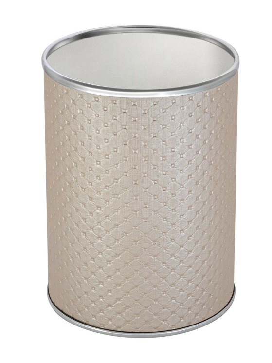 Урна для мусора 3 л Geralis металл кожа бежевая кант хром / M-PLH-B-PUNTO