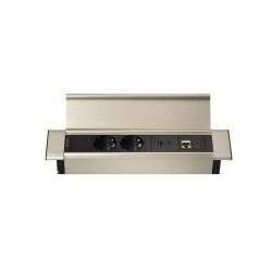 Блок розеток Mebax встраиваемый 2 EURO 1 USB Type-A 1 USB Type-C черный серебро / 41P