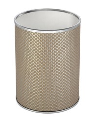 Урна для мусора 3 л Geralis металл кожа темное кант хром / M-RBH-B