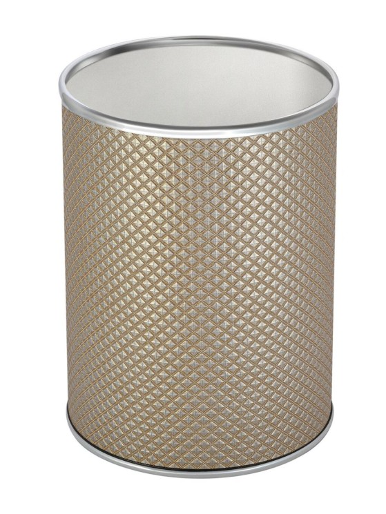 Урна для мусора 3 л Geralis металл кожа темное кант хром / M-RBH-B