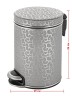 Урна для мусора педальная 5 л Geralis пластик кожа серебро кант хром / V-FHH-B-FLOWER