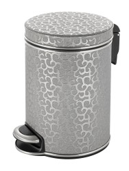 Урна для мусора педальная 5 л Geralis пластик кожа серебро кант хром / V-FHH-B-FLOWER