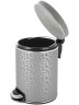 Урна для мусора педальная 5 л Geralis пластик кожа серебро кант хром / V-FHH-B-FLOWER