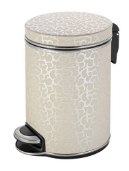 Урна для мусора педальная 5 л Geralis пластик кожа бежевое кант хром / V-FLH-B-FLOWER