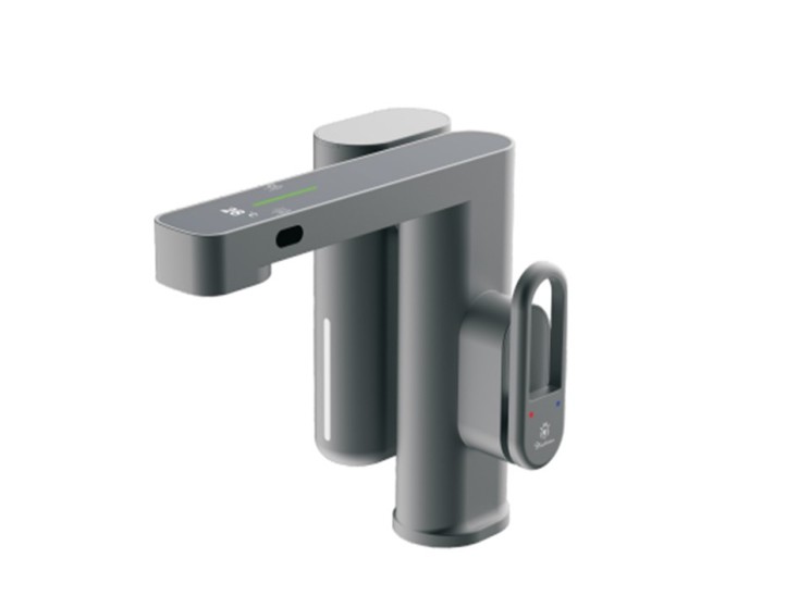 Смеситель для раковины сенсорный Diadonna с дозатором для жидкого мыла латунь серый графит / D110-10QH