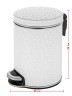 Урна для мусора педальная 5 л Geralis пластик кожа белое кант хром / V-FWH-B-FLOWER