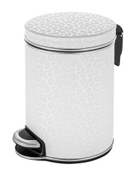 Урна для мусора педальная 5 л Geralis пластик кожа белое кант хром / V-FWH-B-FLOWER