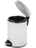 Урна для мусора педальная 5 л Geralis пластик кожа белое кант хром / V-FWH-B-FLOWER