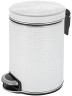 Урна для мусора педальная 5 л Geralis пластик кожа белая кант хром / V-KWH-B-CROCO