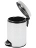 Урна для мусора педальная 5 л Geralis пластик кожа белая кант хром / V-KWH-B-CROCO