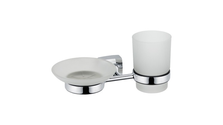 Мыльница с подстаканником Fixsen Kvadro хром / FX-61306+08