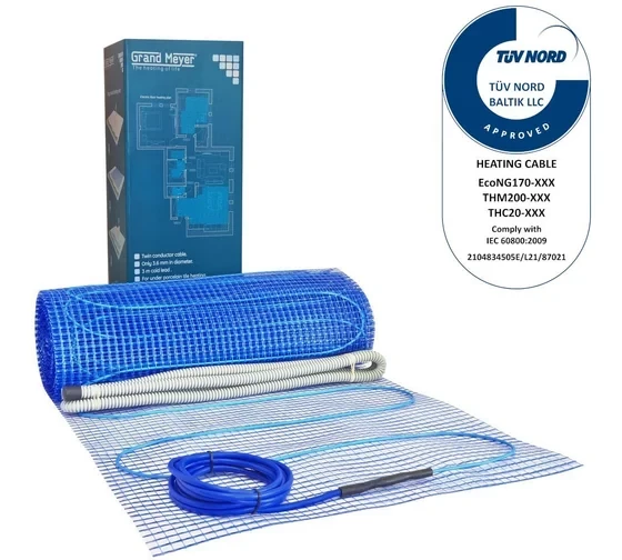 Нагревательный мат Grand Meyer 50х2000 см, 2000 Вт, 10 м² / THM200-100
