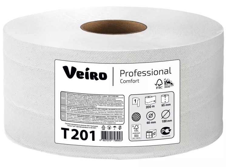 Туалетная бумага в средних рулонах Veiro Professional Comfort T201 (рул.)