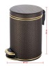 Урна для мусора педальная 5 л Geralis пластик кожа шоколад кант золото / V-PCG-B-PUNTO