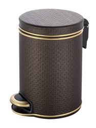 Урна для мусора педальная 5 л Geralis пластик кожа шоколад кант золото / V-PCG-B-PUNTO