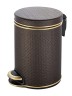 Урна для мусора педальная 5 л Geralis пластик кожа шоколад кант золото / V-PCG-B-PUNTO