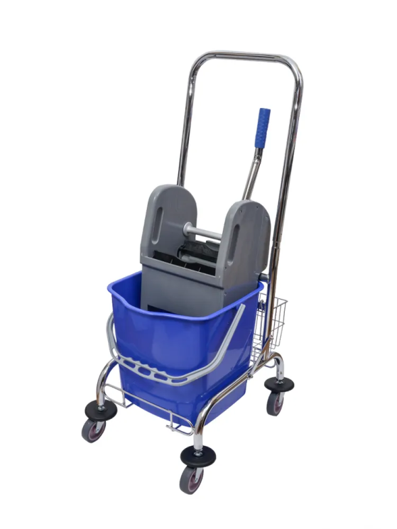 Тележка уборочная с ведром 23л Klimi механический отжим Хром / H0109
