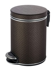 Урна для мусора педальная 5 л Geralis пластик кожа шоколад кант хром / V-PCH-B-PUNTO