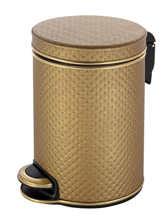 Урна для мусора педальная 5 л Geralis пластик кожа золото кант золото / V-PGG-B-PUNTO
