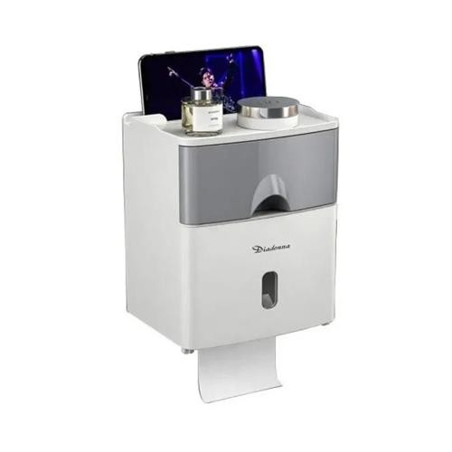 Диспенсер для туалетной бумаги Diadonna для средних рулонов с полочкой пластик белый / D7303