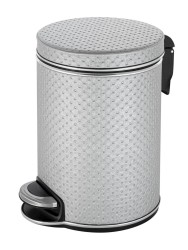 Урна для мусора педальная 5 л Geralis пластик кожа серебро кант хром / V-PHH-B-PUNTO