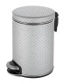 Урна для мусора педальная 5 л Geralis пластик кожа серебро кант хром / V-PHH-B-PUNTO